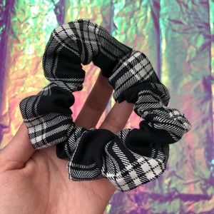 B&W Tartan Plaid Flannel Handmade Scrunchies